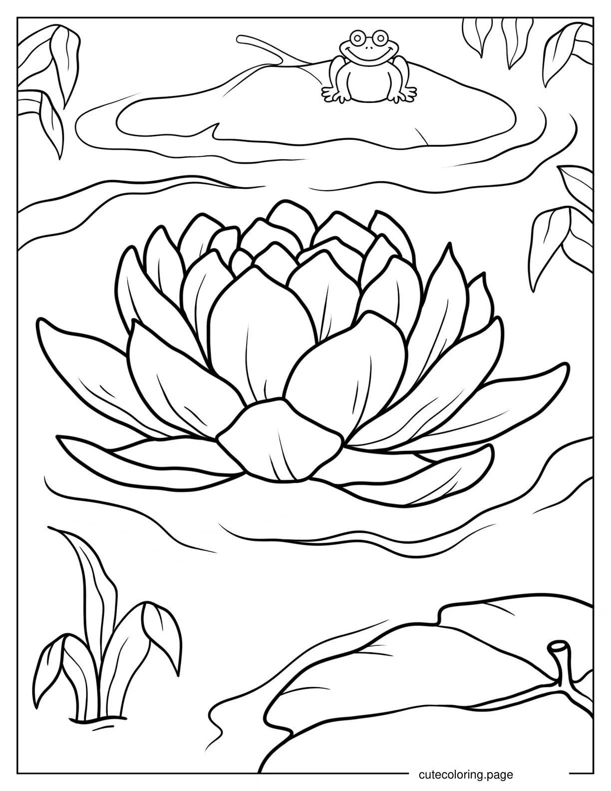 Large Water Lily On Pond Coloring Sheet coloring page