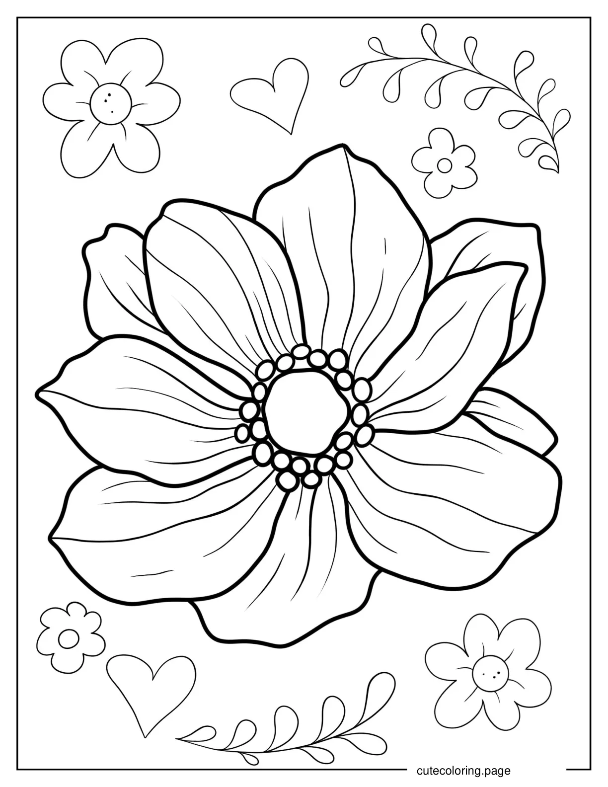 Realistic Anemone Flower Coloring Page For Adults coloring page