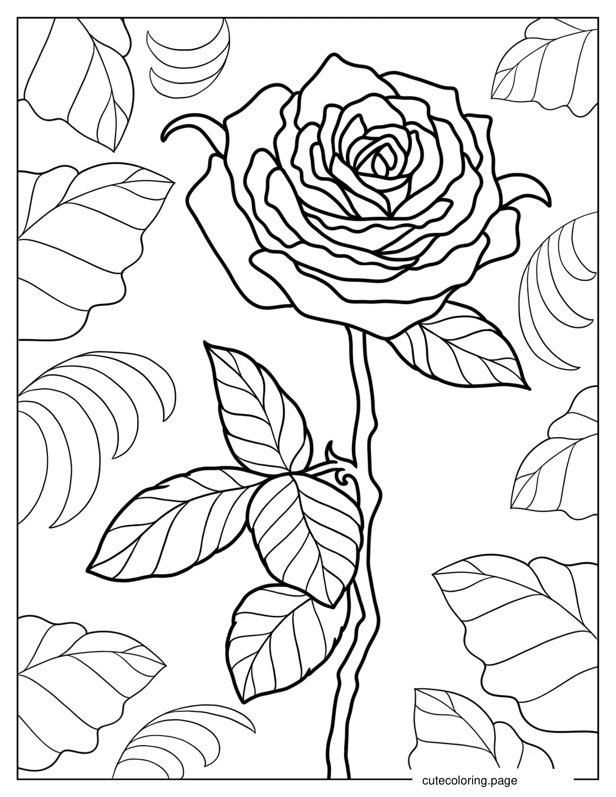 Realistic Rose Coloring Sheet coloring page