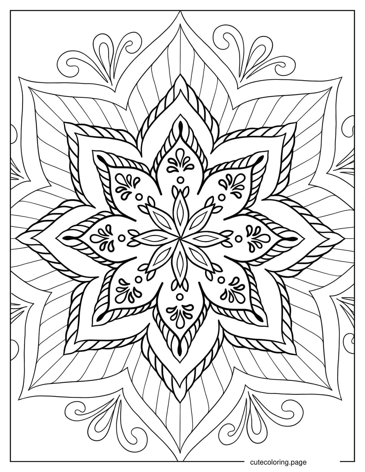 Simple Petunia Mandala Coloring Sheet coloring page