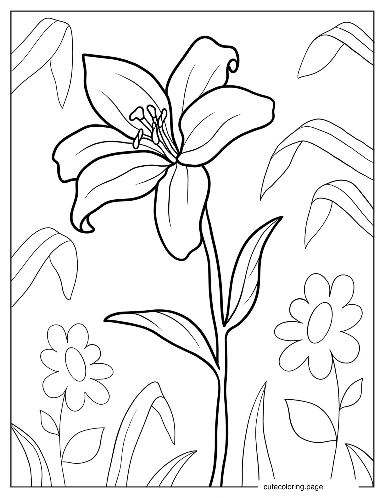 Single Easter Lily Flower coloring page