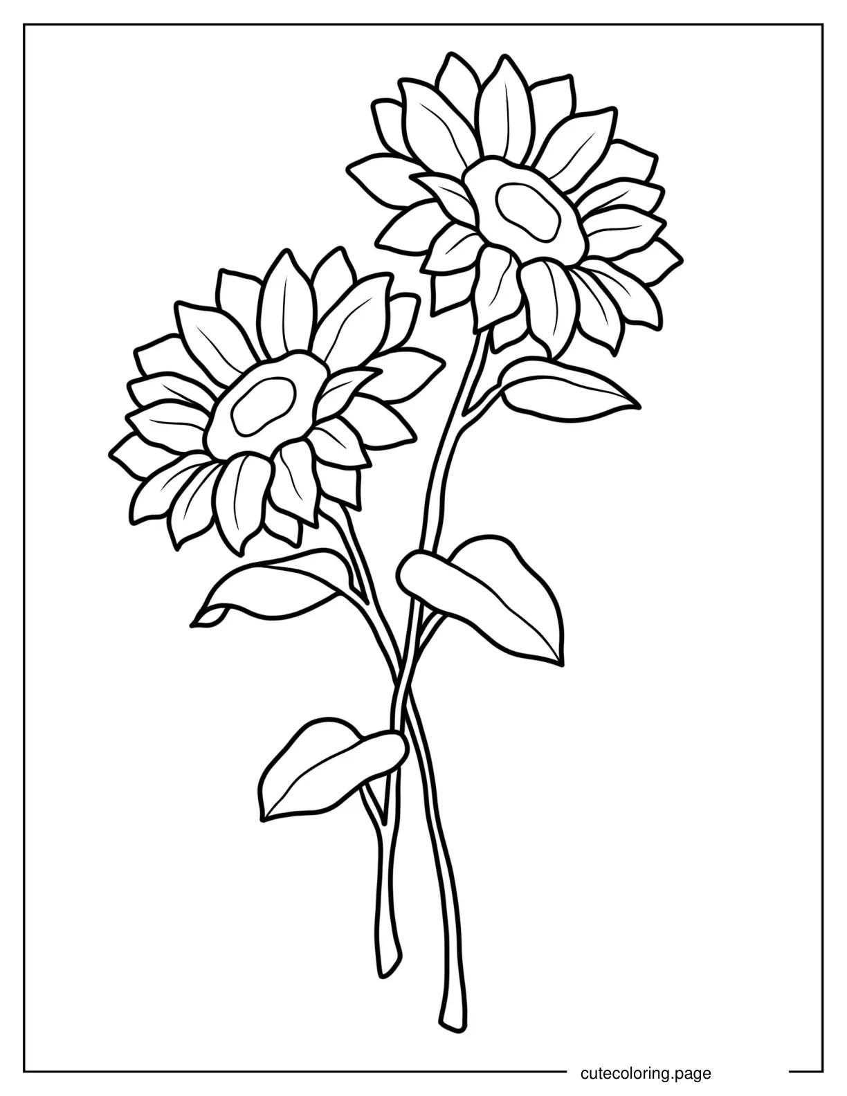 Two Large Sunflowers Coloring Page For Kids coloring page