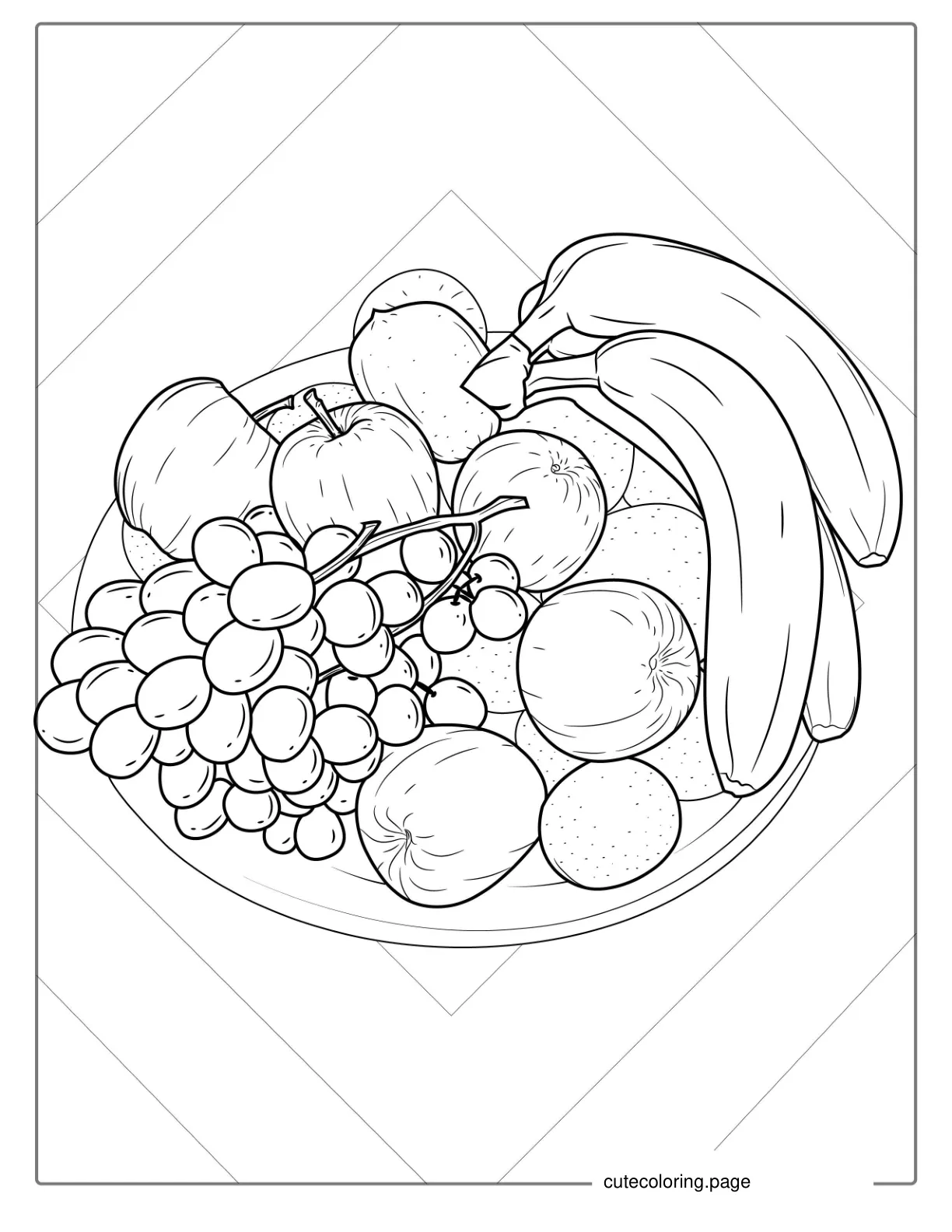 Bowl Of Fruit Coloring Page  coloring page