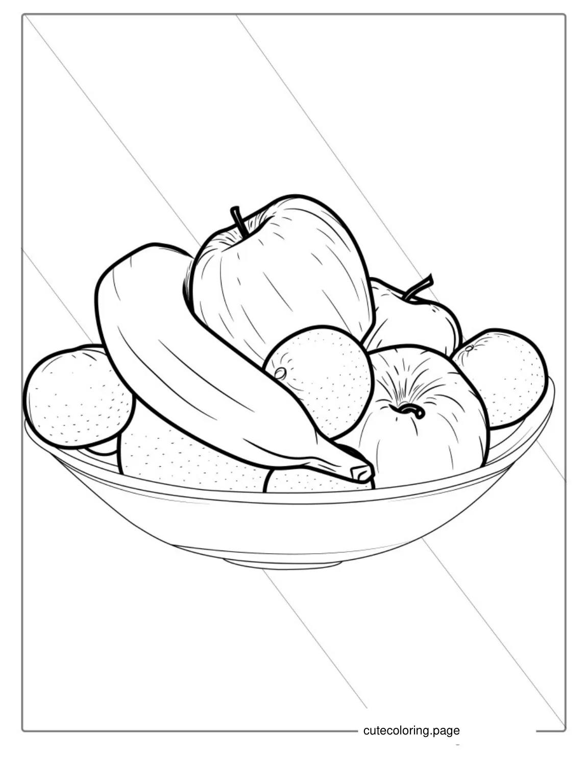 Bowl Of Fruit Coloring Sheet For Kids_ coloring page