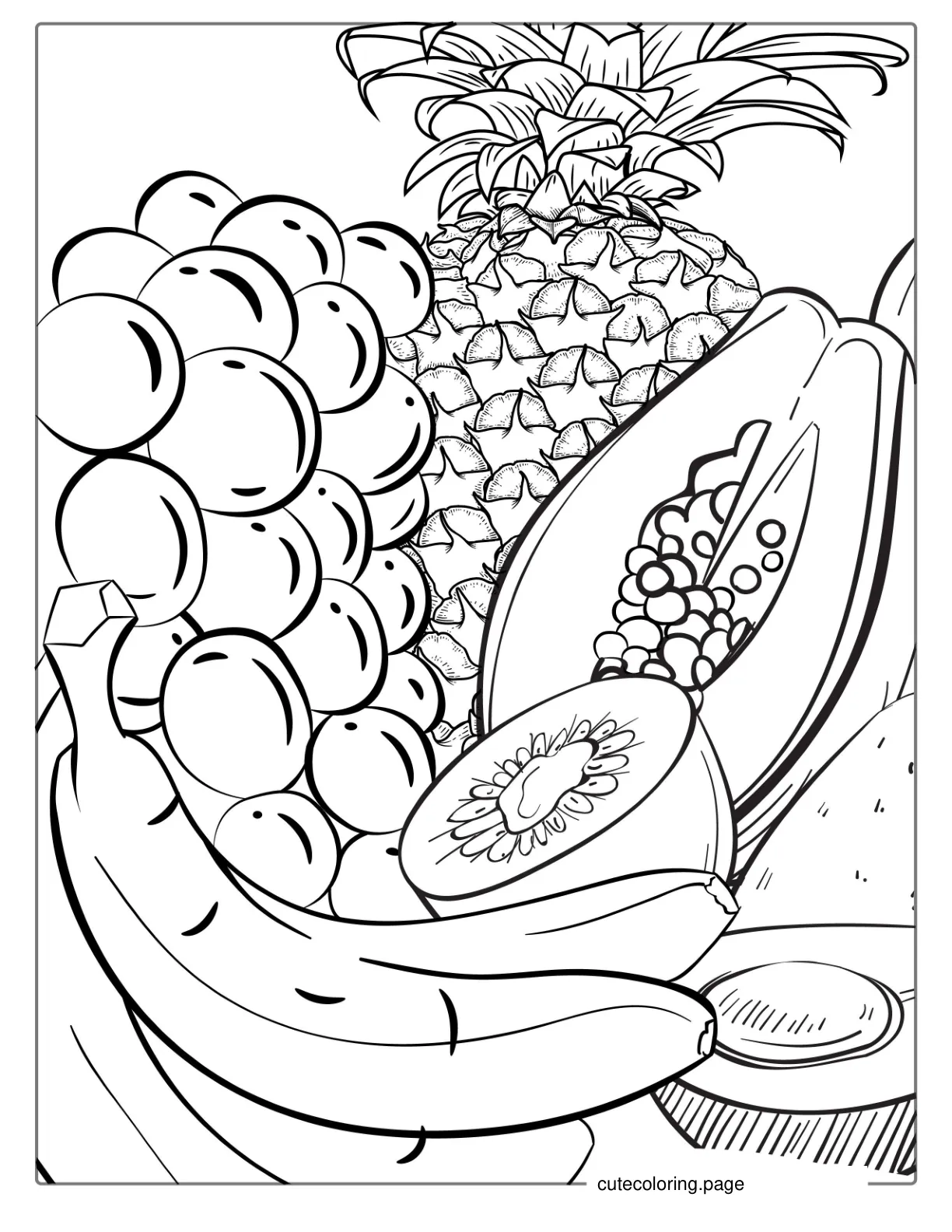 Coloring Page Of Mixed Fruits coloring page