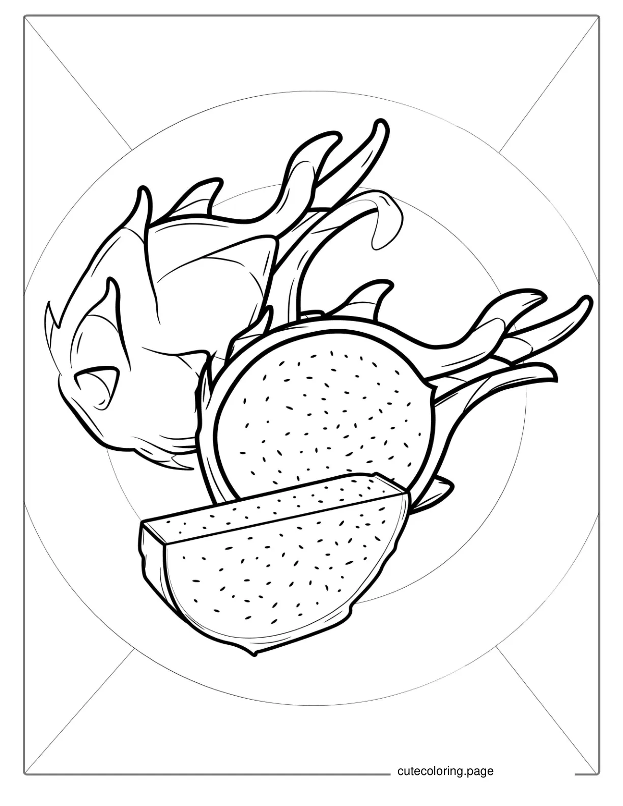 Pink Dragon Fruit Coloring Sheet coloring page