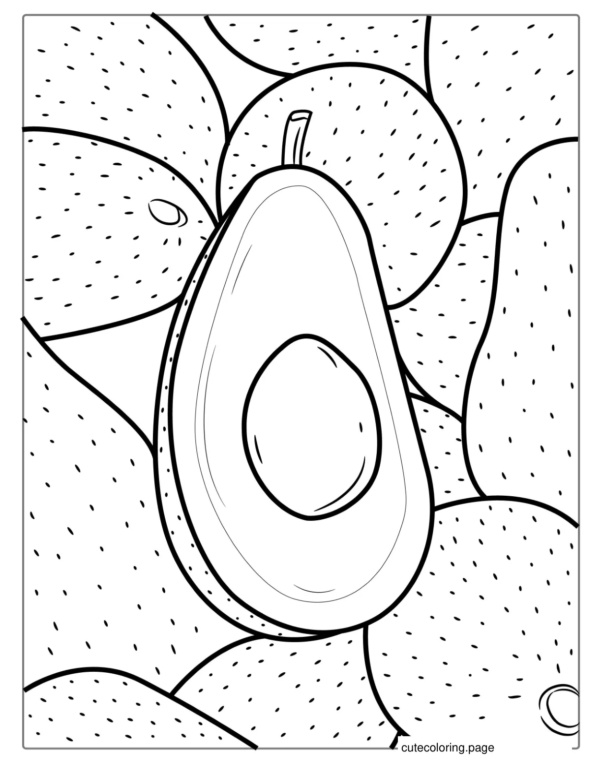 Simple Avocado Coloring Page For Kids coloring page