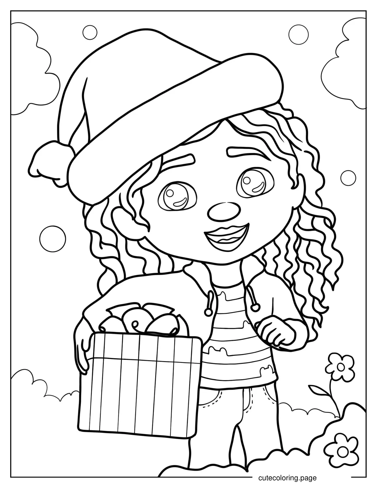 Coloring Page Of Gabby Holding Christmas Present coloring page