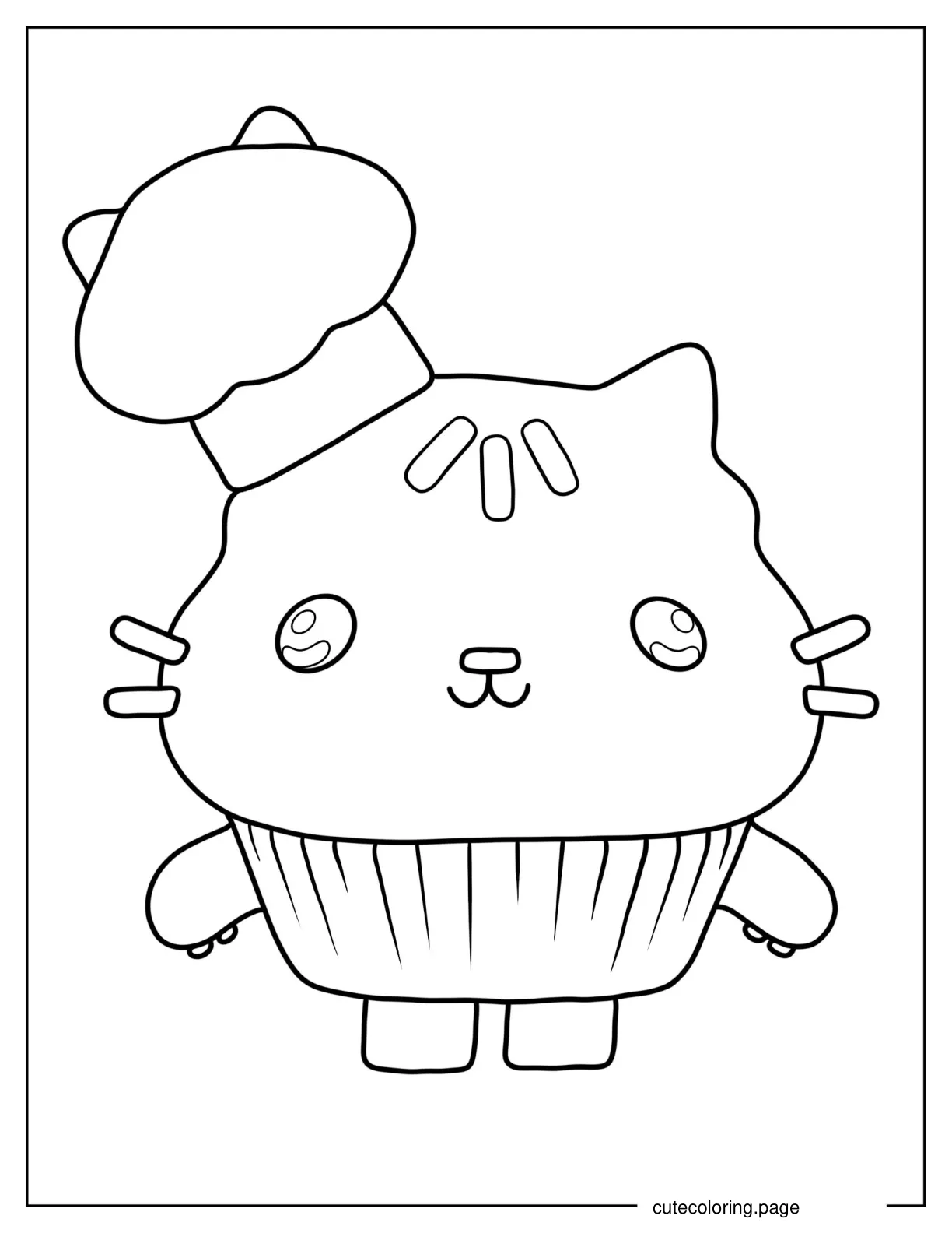 Cute Cakey Cat Coloring In For Preschoolers coloring page