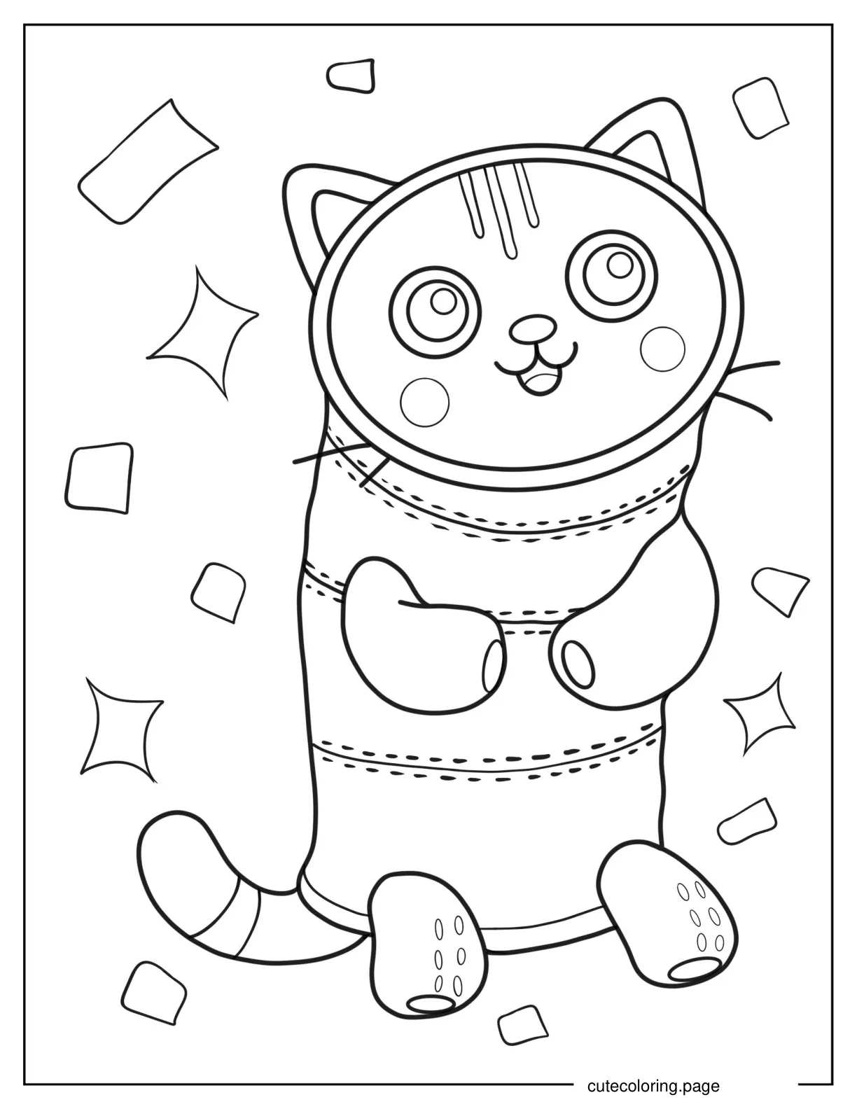 Cute Pillow Cat Coloring Sheet For Preschoolers coloring page