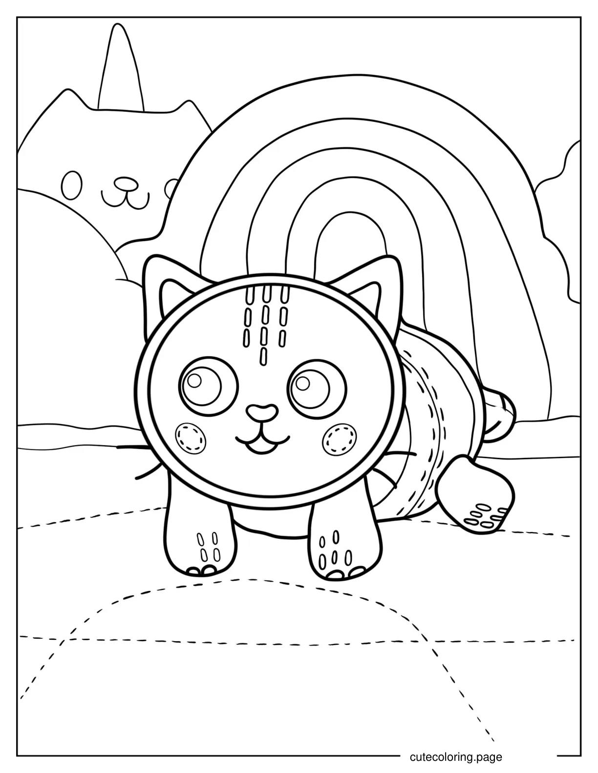 Cute Pillow Cat Outline For Kids coloring page