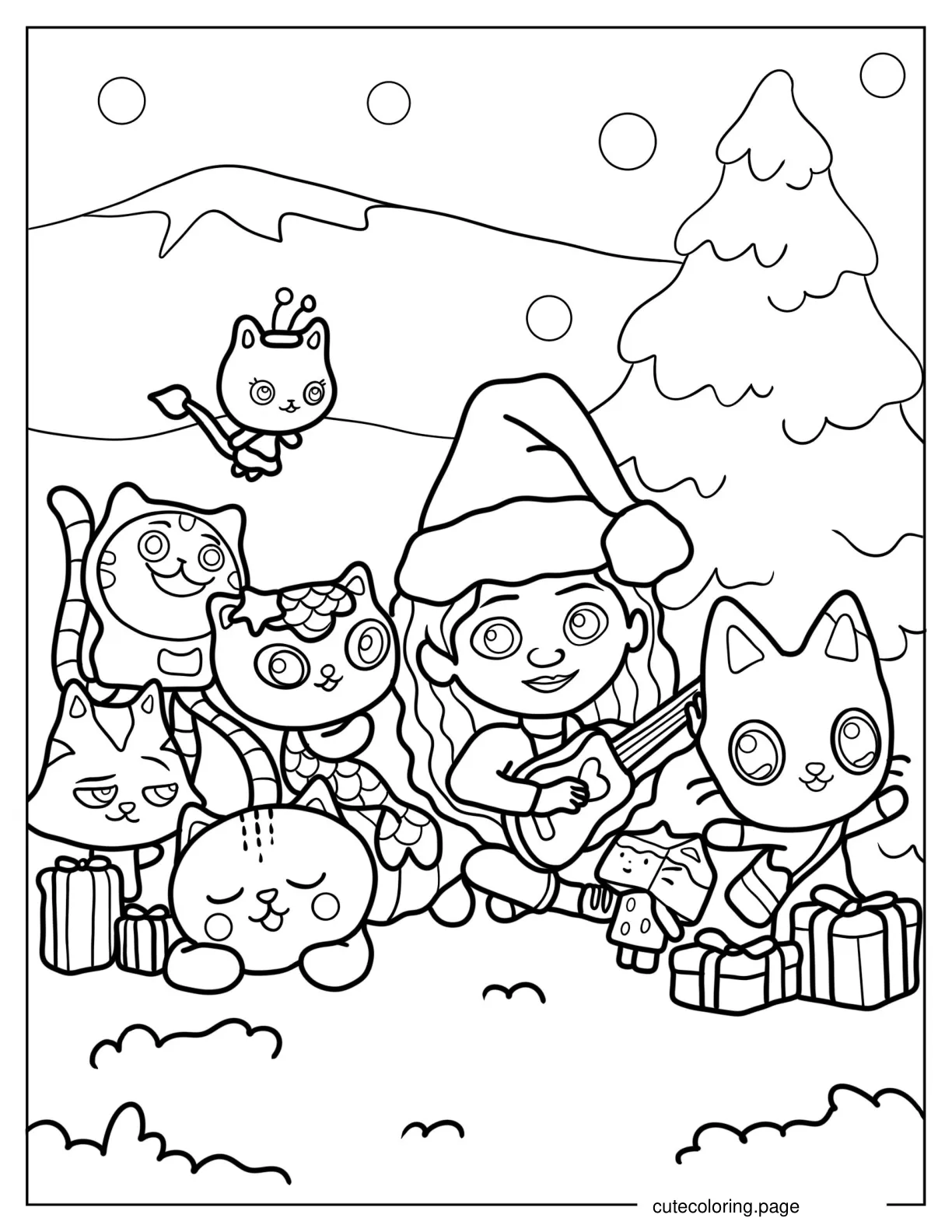 Gabby_s Dollhouse Celebrating Christmas To Color coloring page