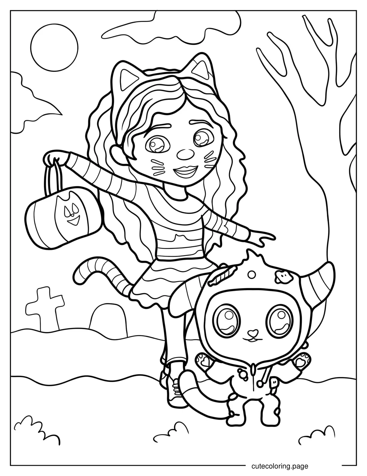 Halloween Gabby And Pandy Trick or Treating coloring page