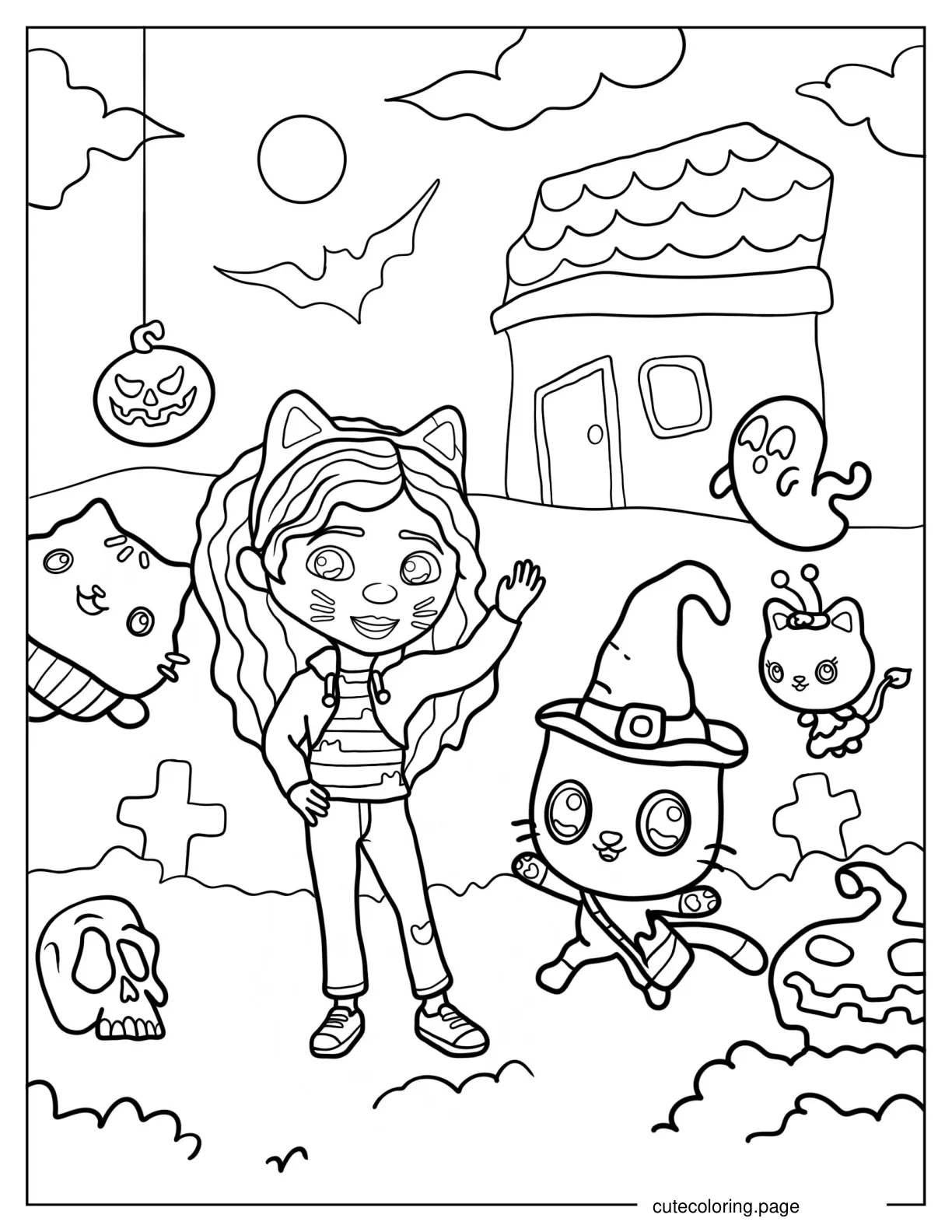 Halloween Themed Gabby_s Dollhouse Coloring Sheet coloring page