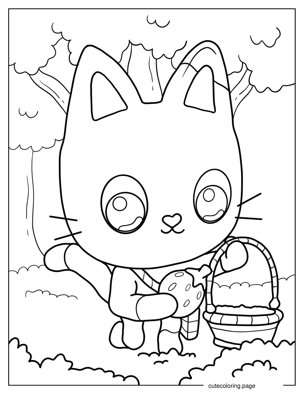 Pandy Collecting Strawberries coloring page