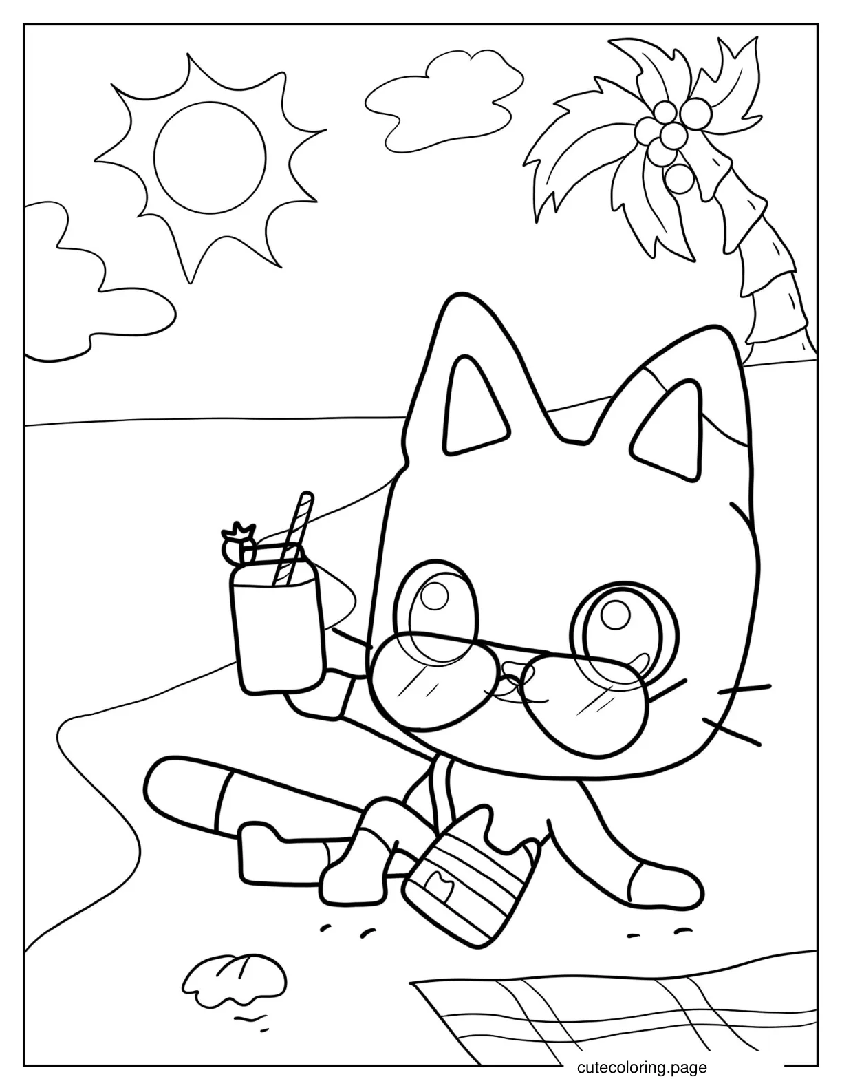 Pandy Relaxing In The Beach coloring page