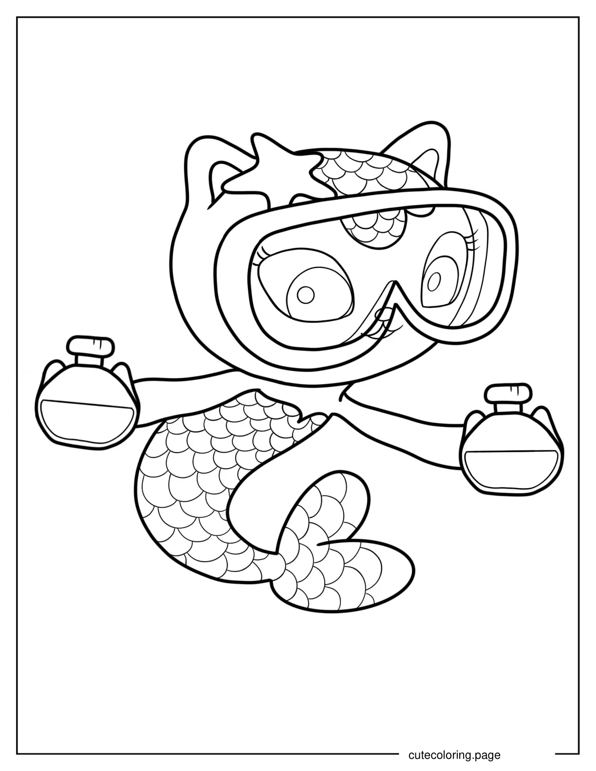 Simple Outline of Mercat With Goggles And Potions coloring page