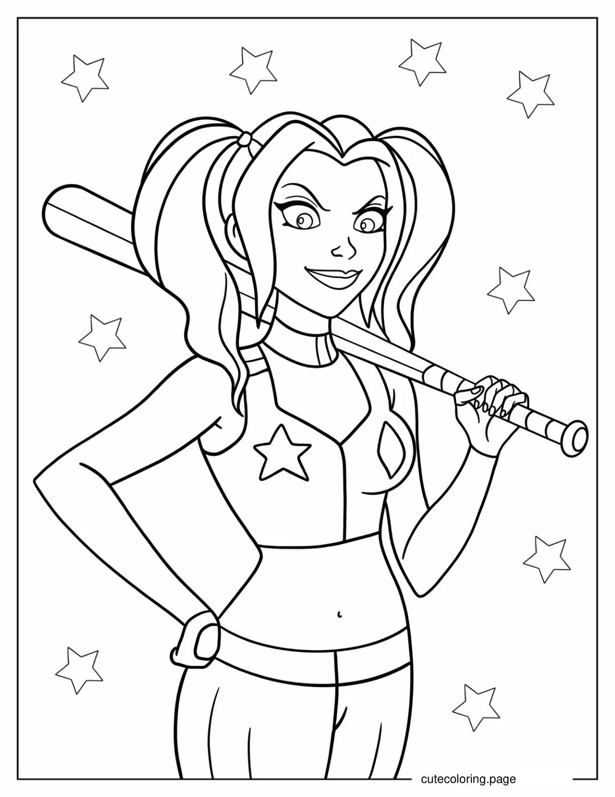 Cartoon Harley Quinn Coloring Page For Kids coloring page