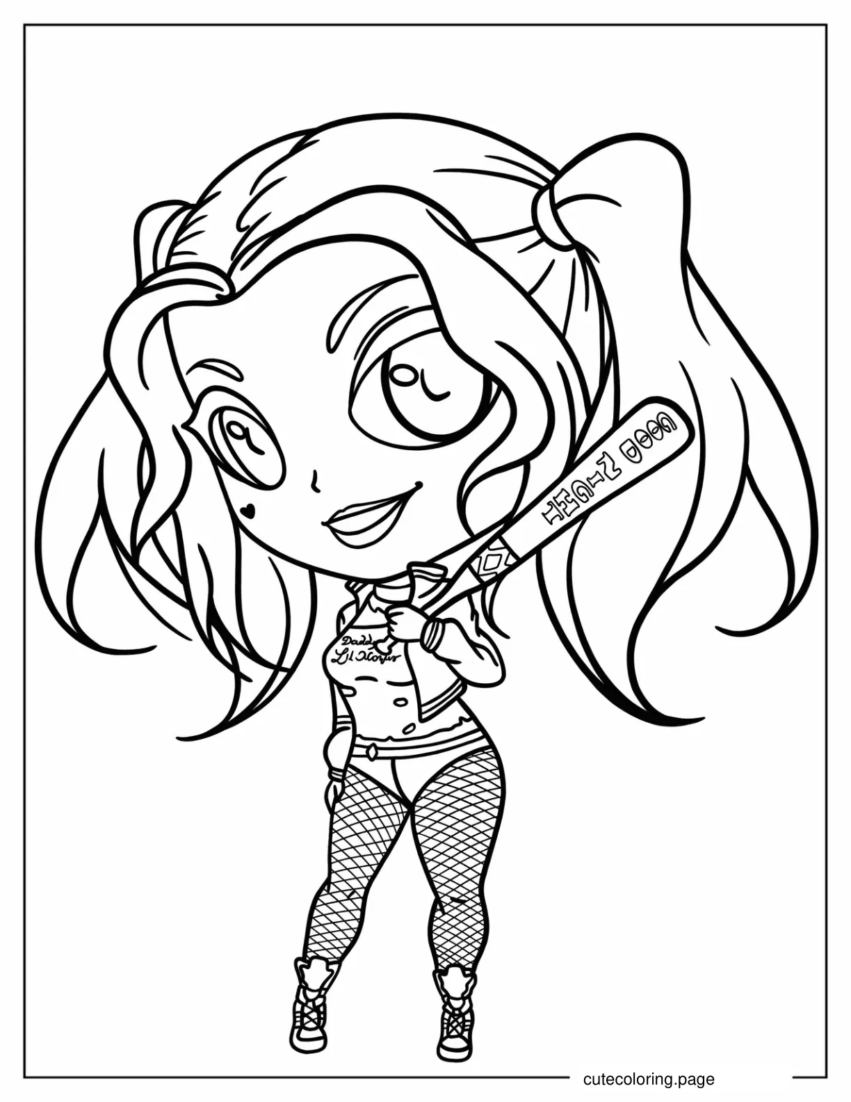 Chibi Harley Quinn Coloring In For Preschoolers coloring page