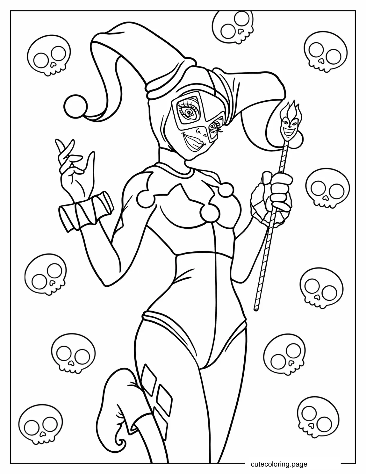 Cute Harley Quinn Cartoon Coloring Page coloring page