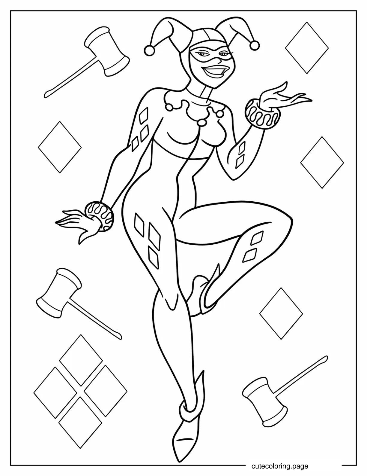 Easy Harley Quinn Coloring Page For Preschoolers coloring page