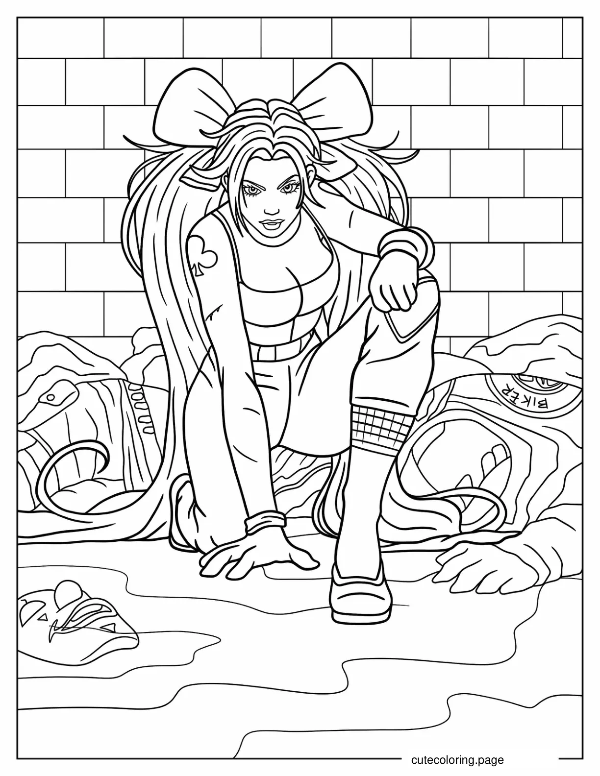 Harley Quinn Defeating Enemies coloring page