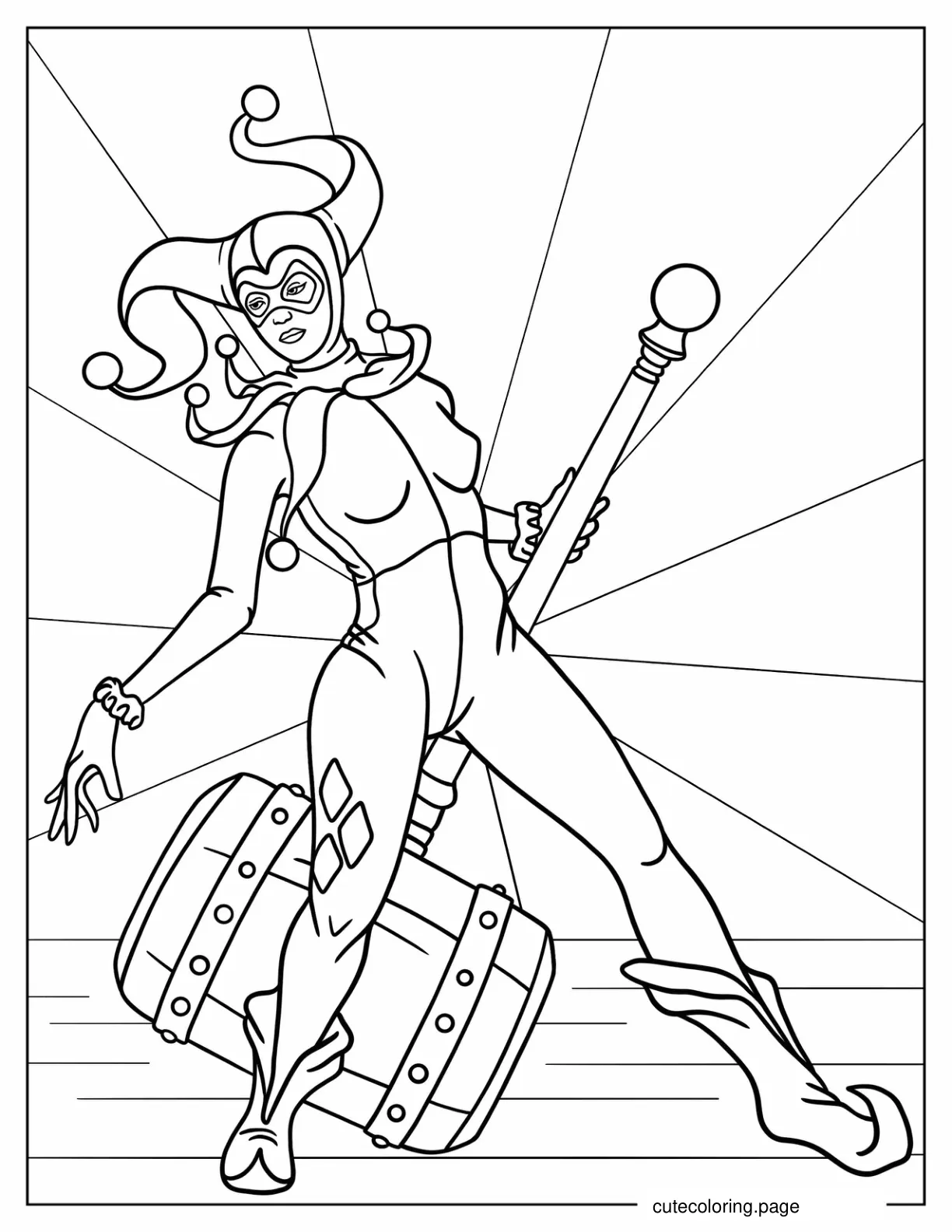 Harley Quinn With Big Mallet Coloring Sheet coloring page