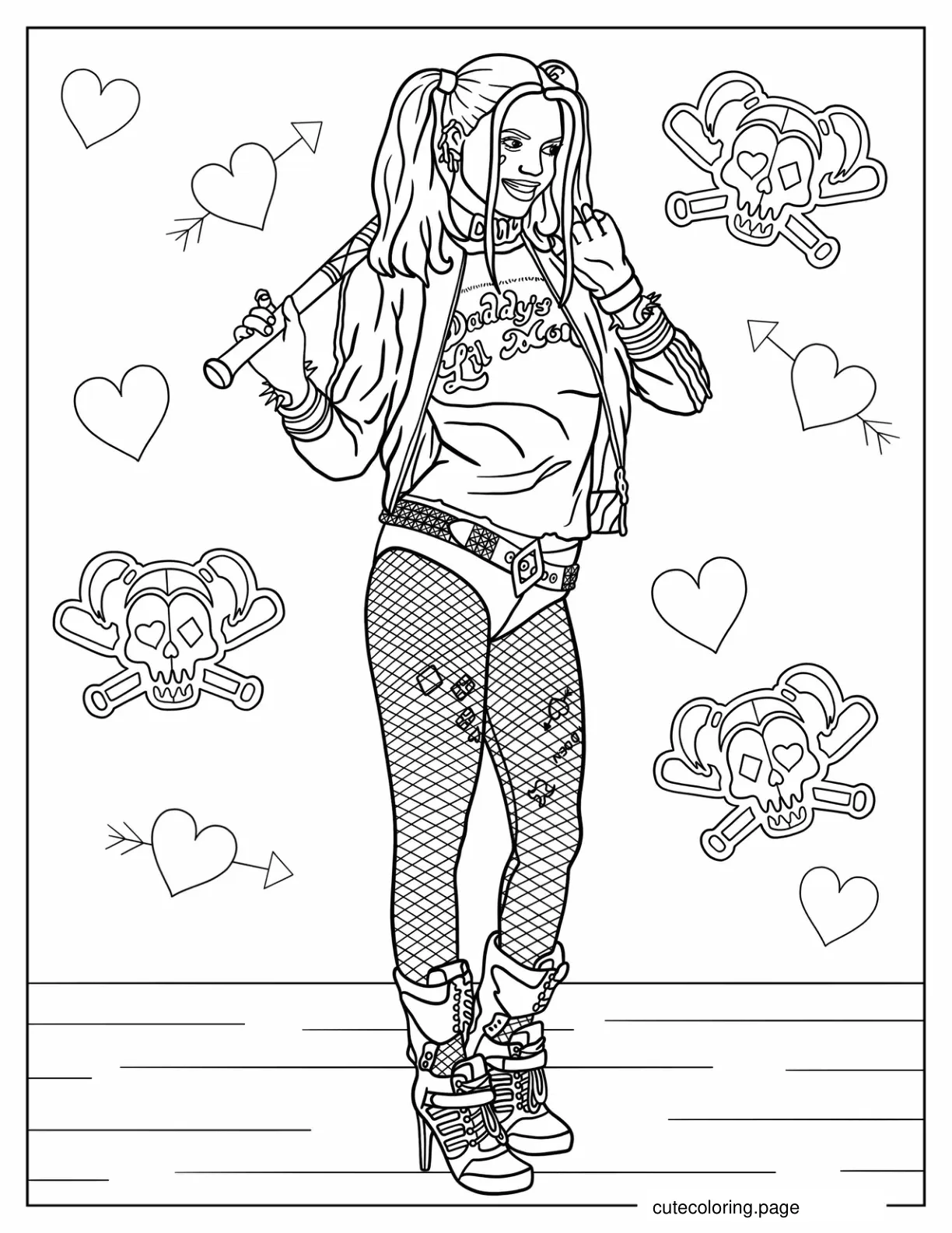 Realistic Margot Robbie Harley Quinn Coloring In coloring page