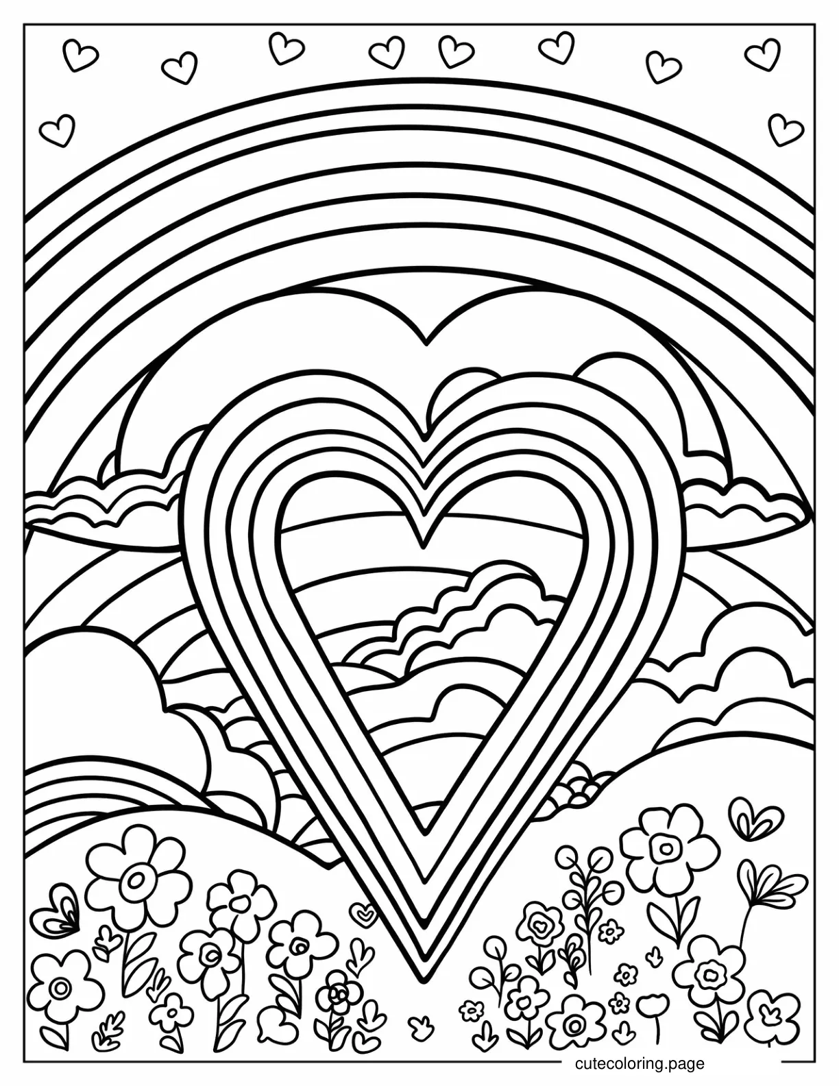 Rainbow Heart Colouring Pages