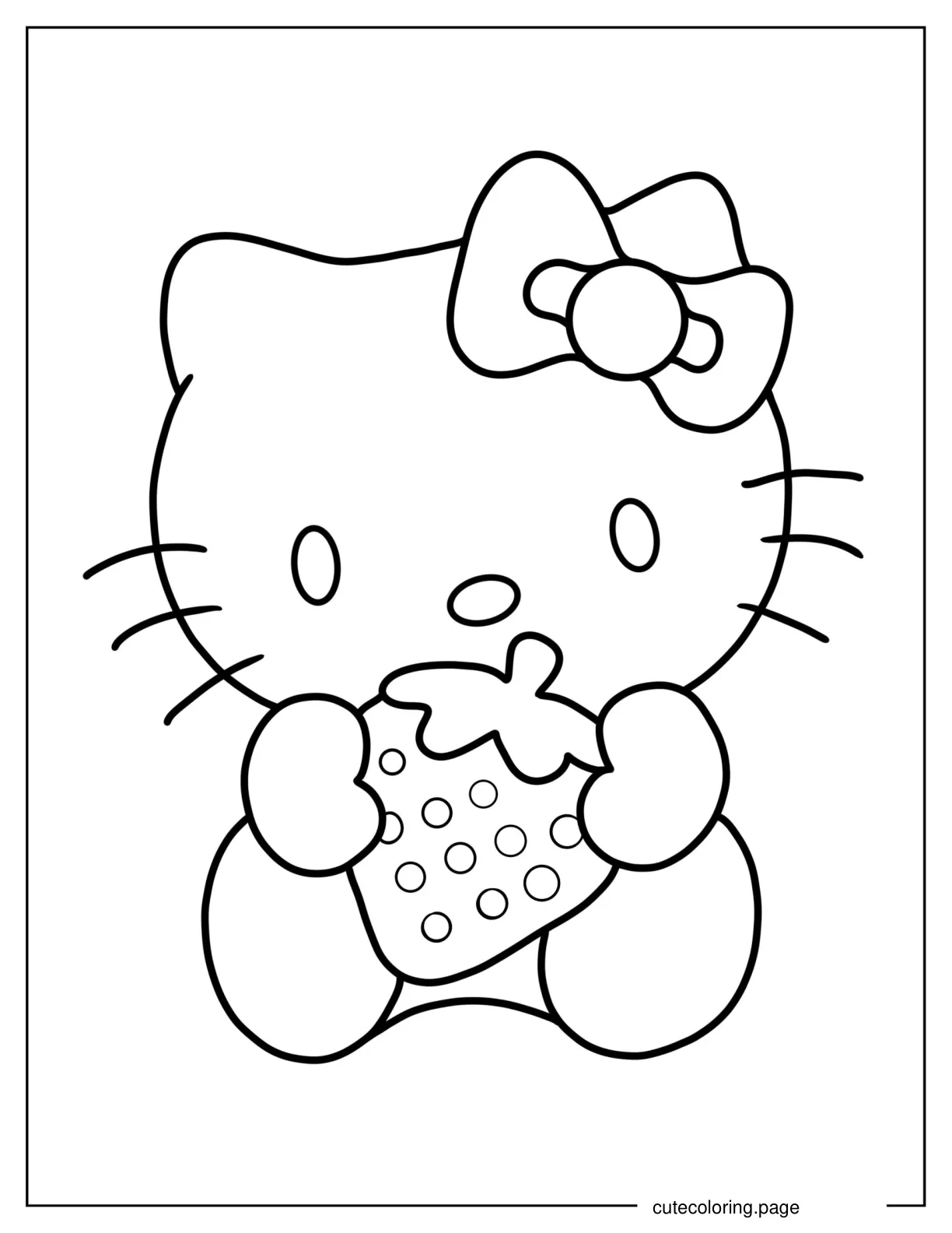 Coloring Sheet Of Hello Kitty Holding Strawberry coloring page