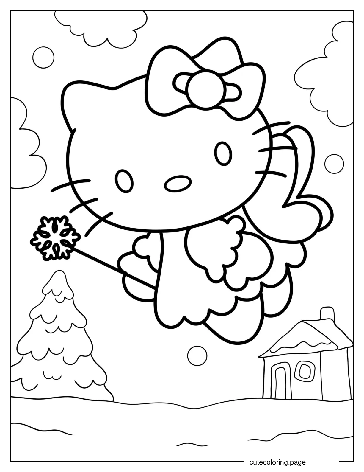 Coloring Sheet Of Winter Hello Kitty Fairy coloring page