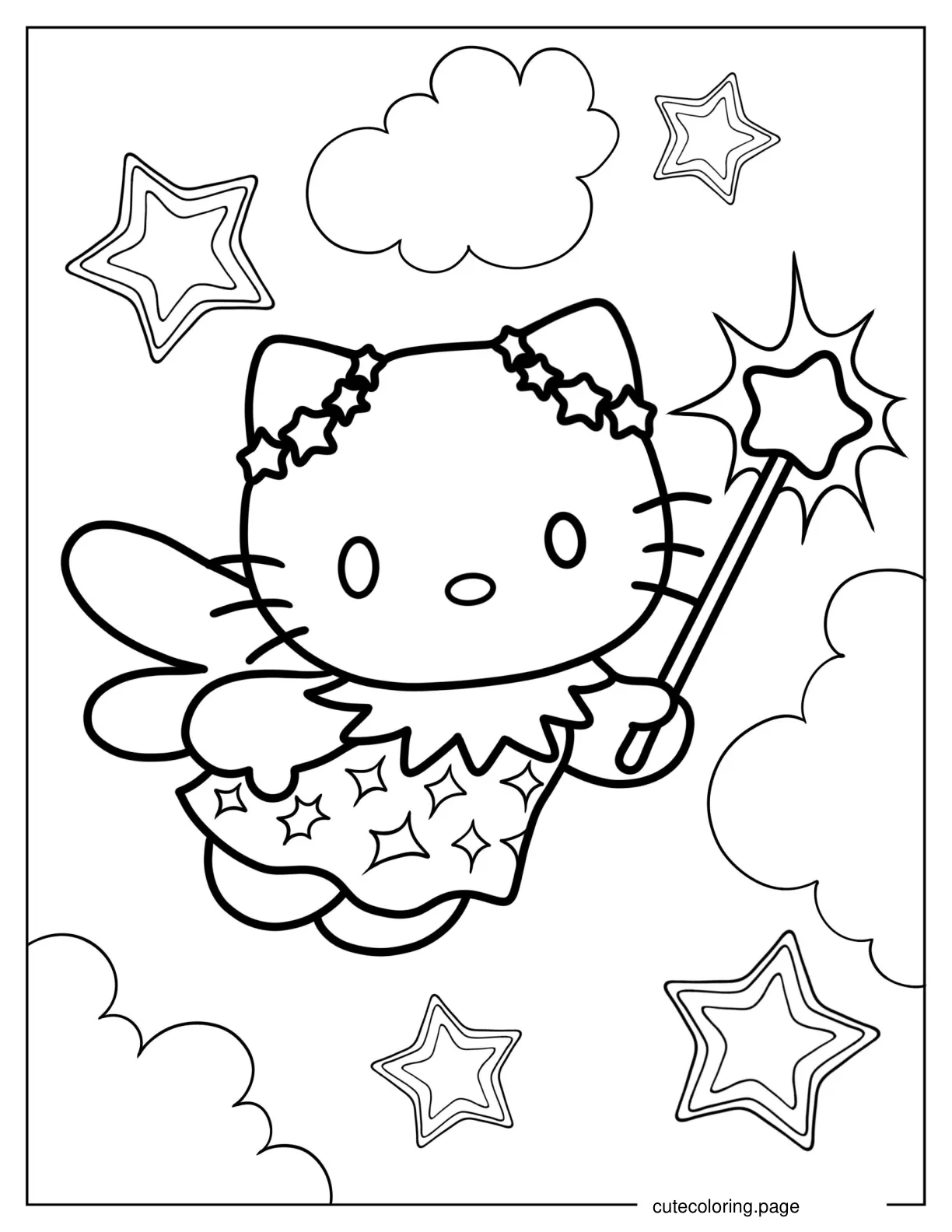 Cute Kawaii Fairy Hello Kitty coloring page