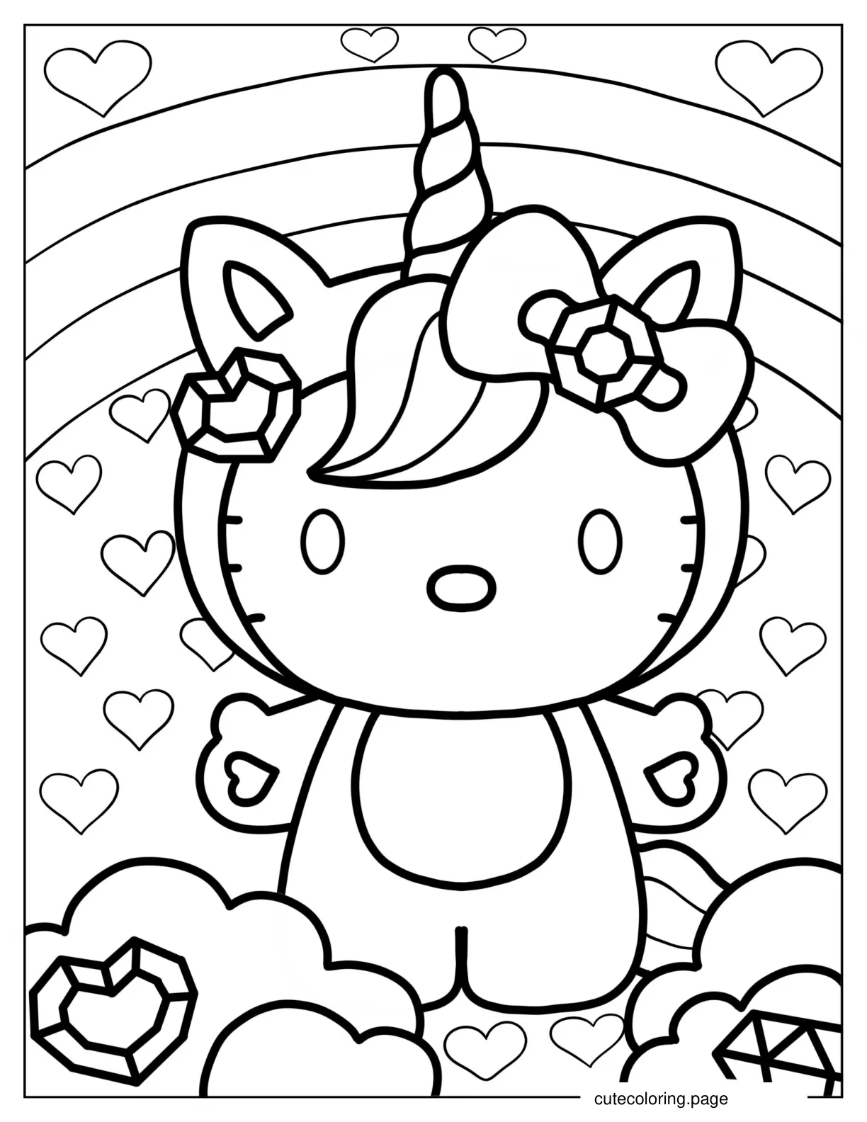 Cute Unicorn Hello Kitty For Preschoolers coloring page