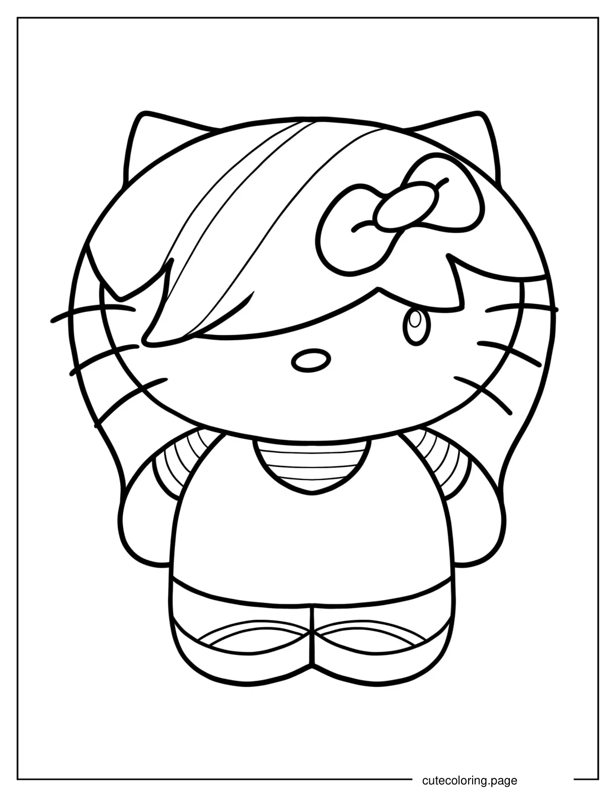 Emo Hello Kitty Outline For Kids coloring page