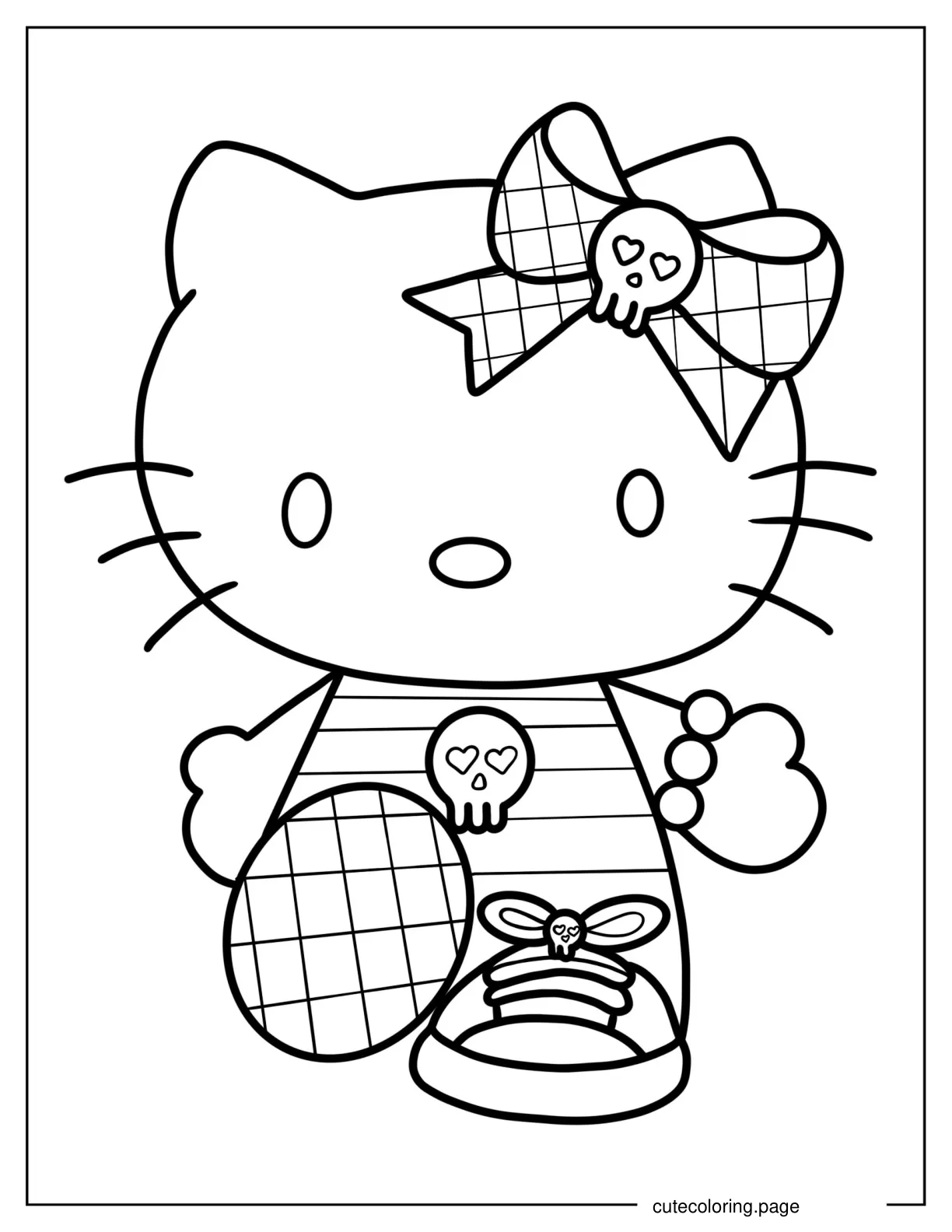 Goth Punk Hello Kitty coloring page