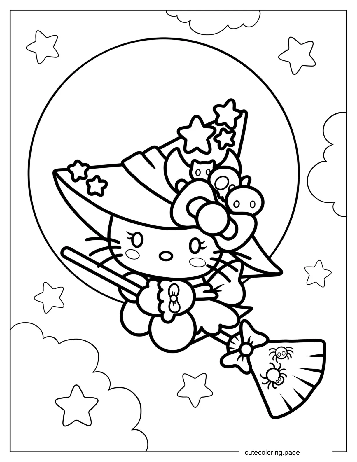 Halloween Coloring Page Of Witch Hello Kitty coloring page