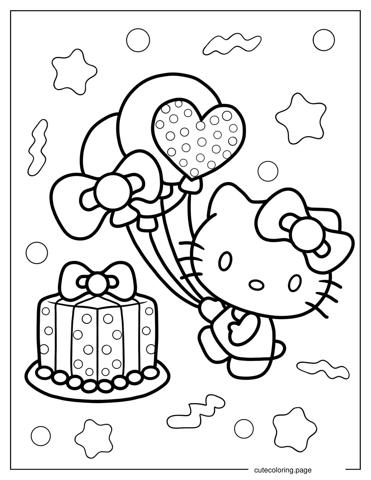 Happy Birthday Hello Kitty Coloring Page coloring page