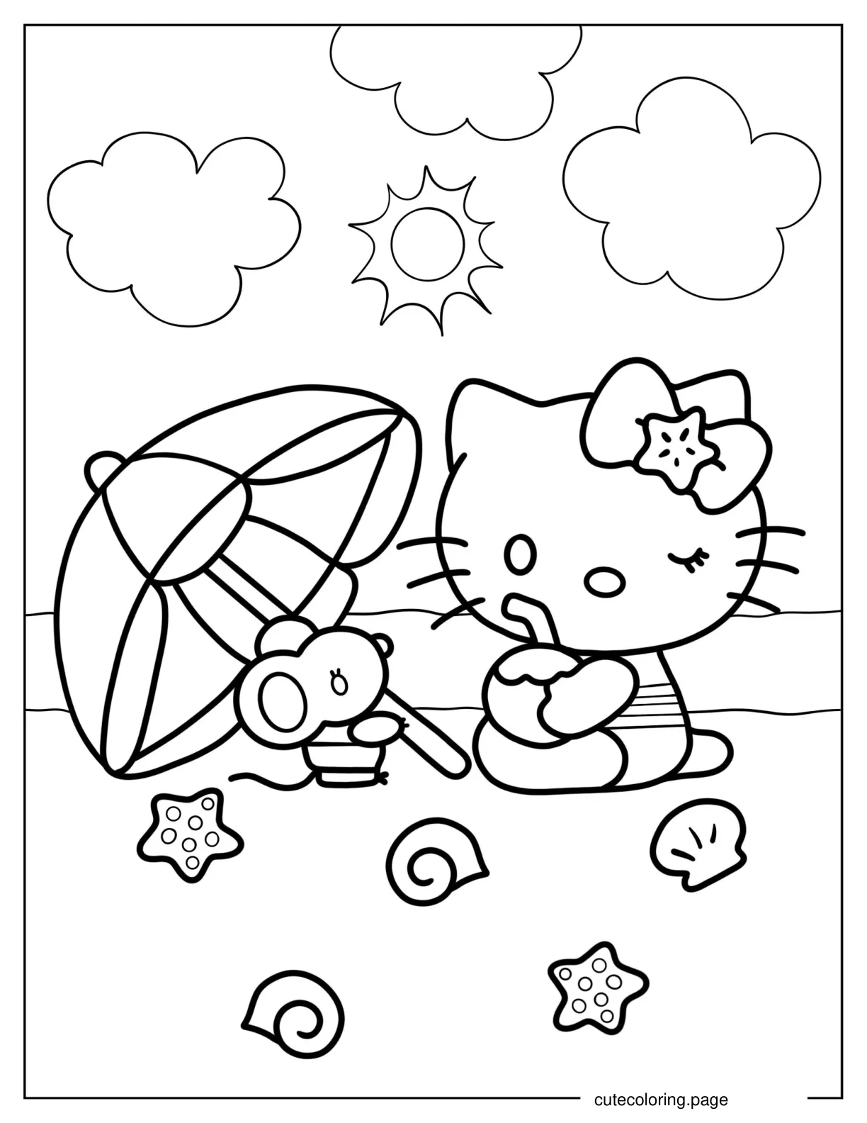 Hello Kitty And Joey On The Beach coloring page