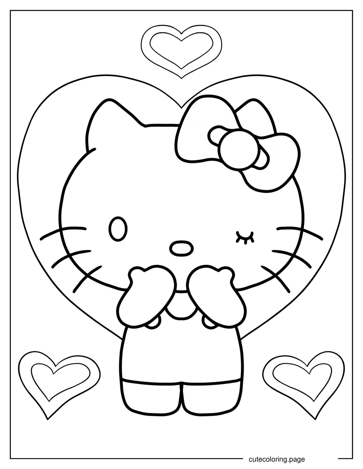 Hello Kitty Flying Kiss coloring page