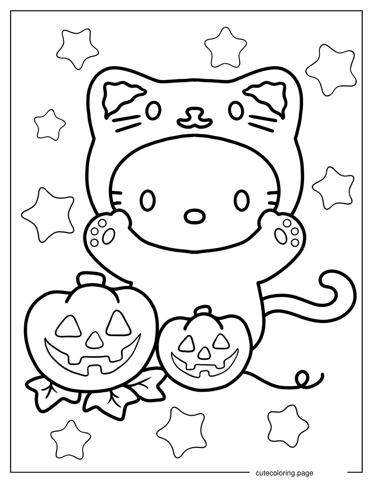 Hello Kitty Halloween Coloring Sheet coloring page