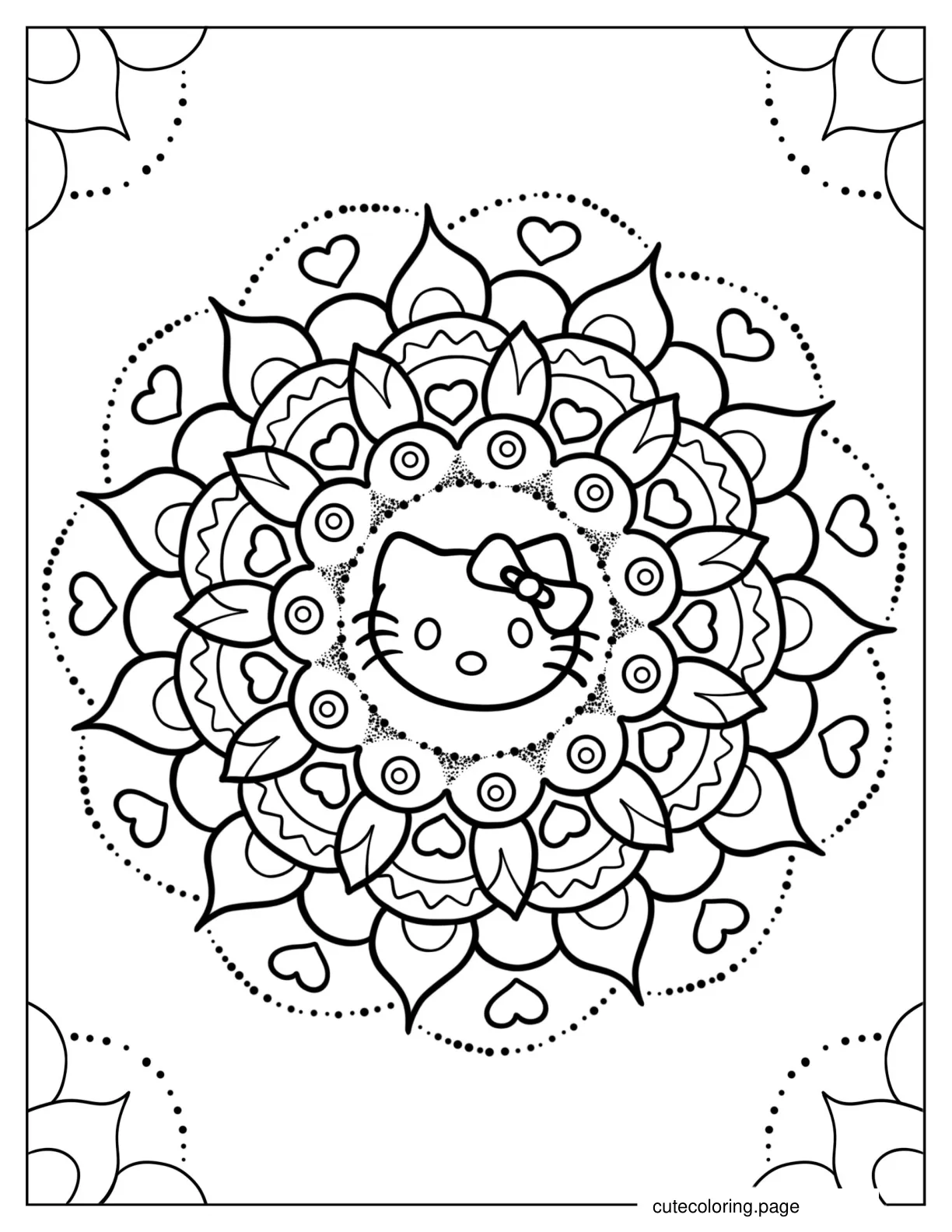 Hello Kitty Mandala Coloring In For Kids coloring page