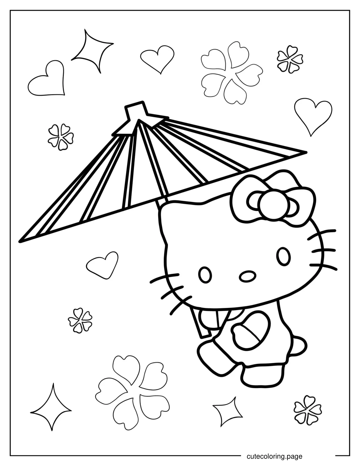 Hello Kitty Using Parasol Coloring In coloring page