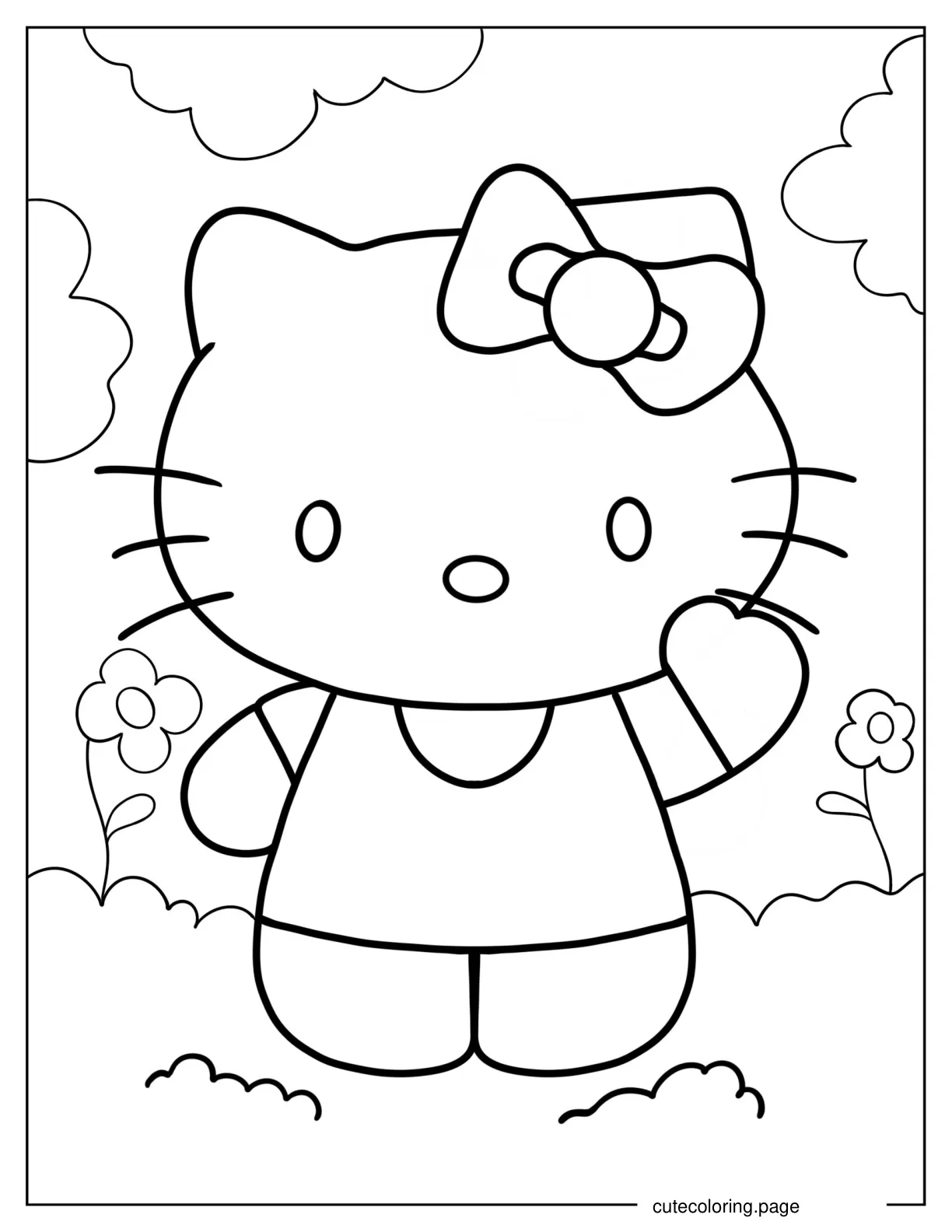 Hello Kitty Waving coloring page