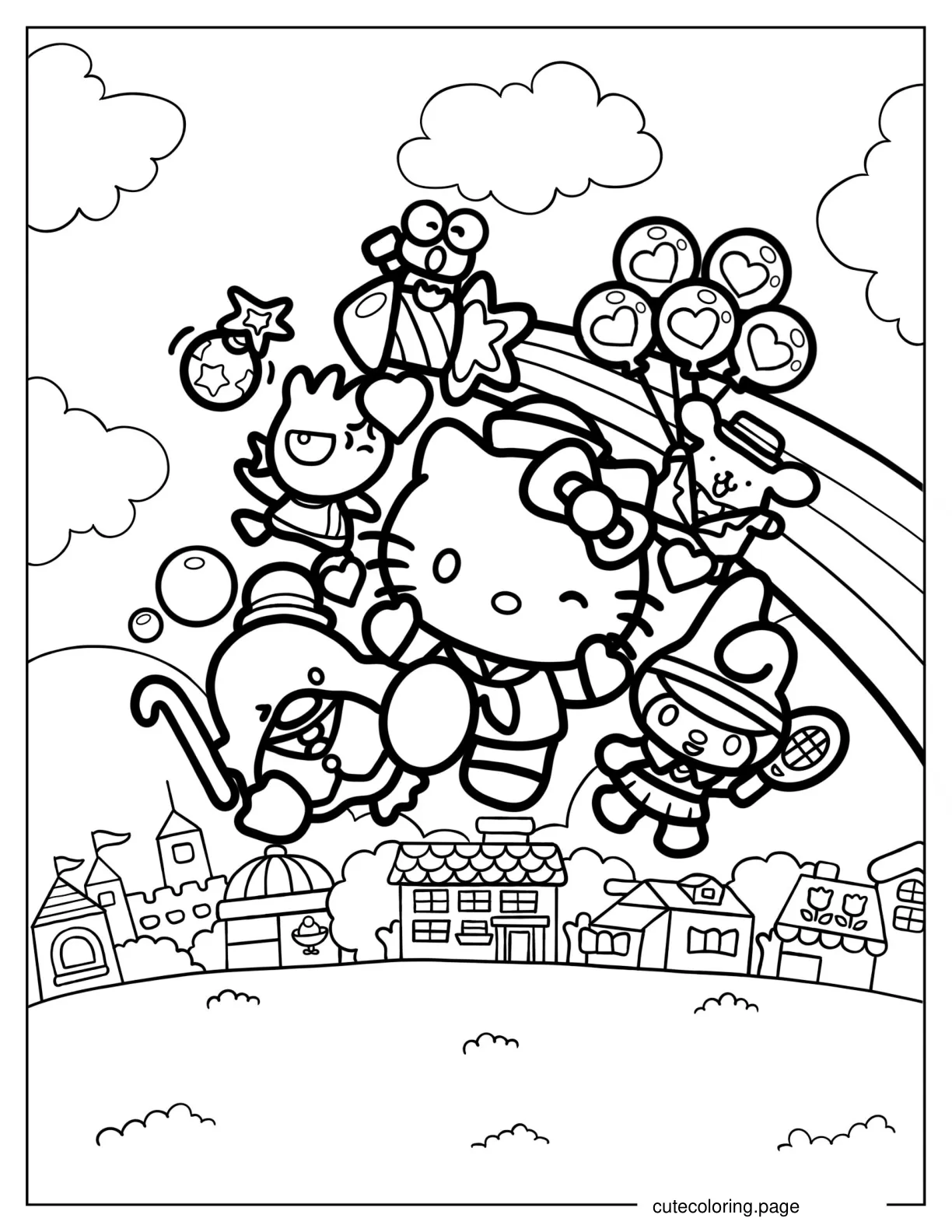 Hello Kitty _ Friends Poster To Color coloring page