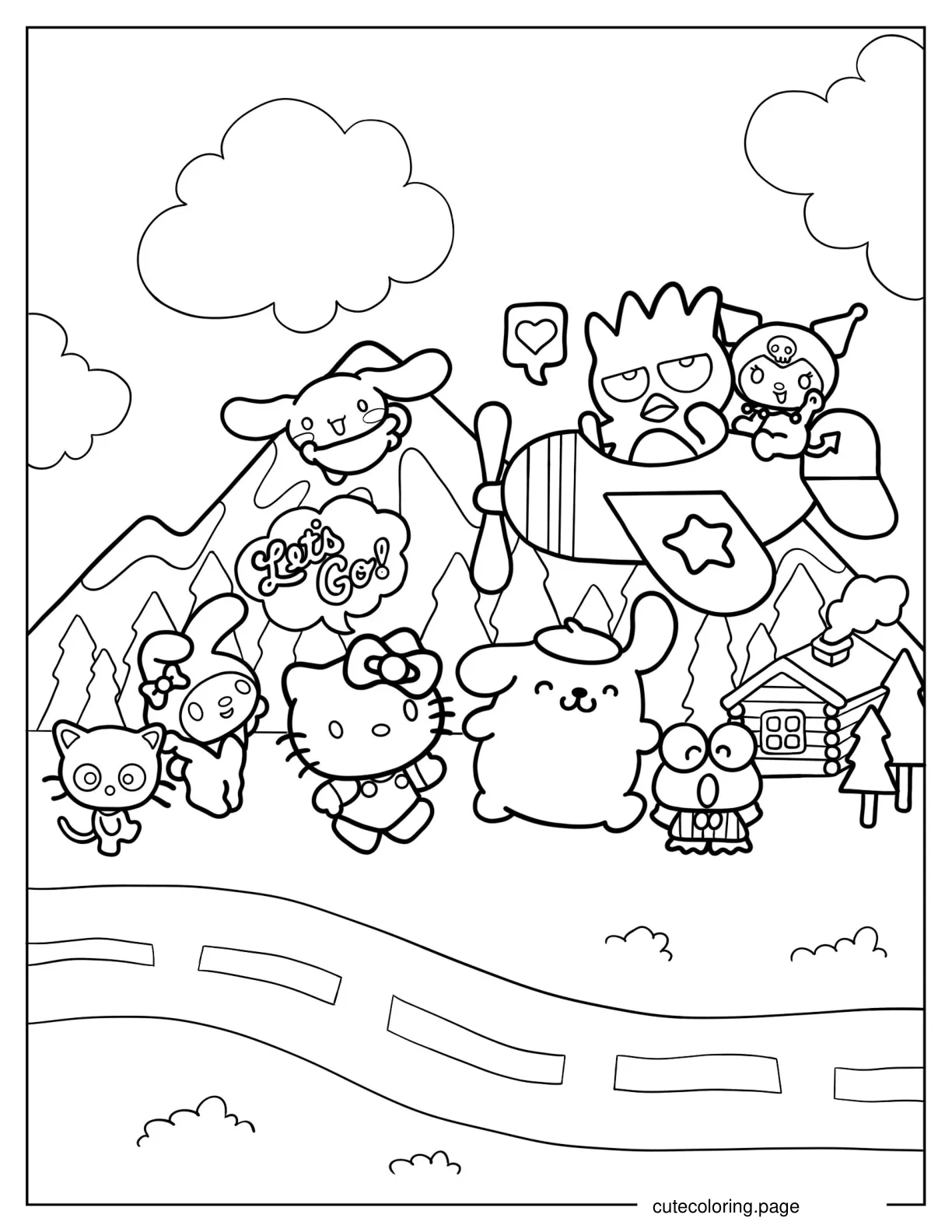 Hello Kitty _ Sanrio Friends Playing To Color coloring page