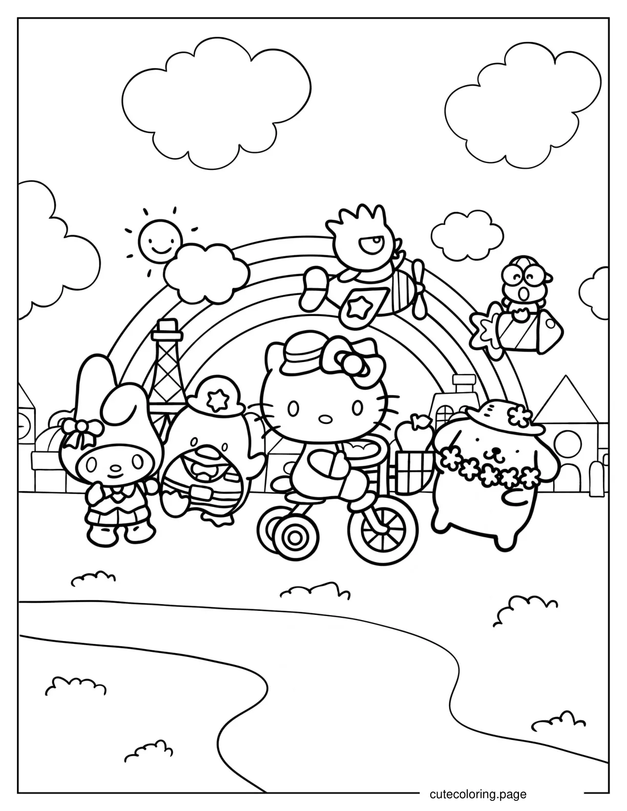 Kawaii Coloring Sheet Of Hello Kitty Sanrio coloring page