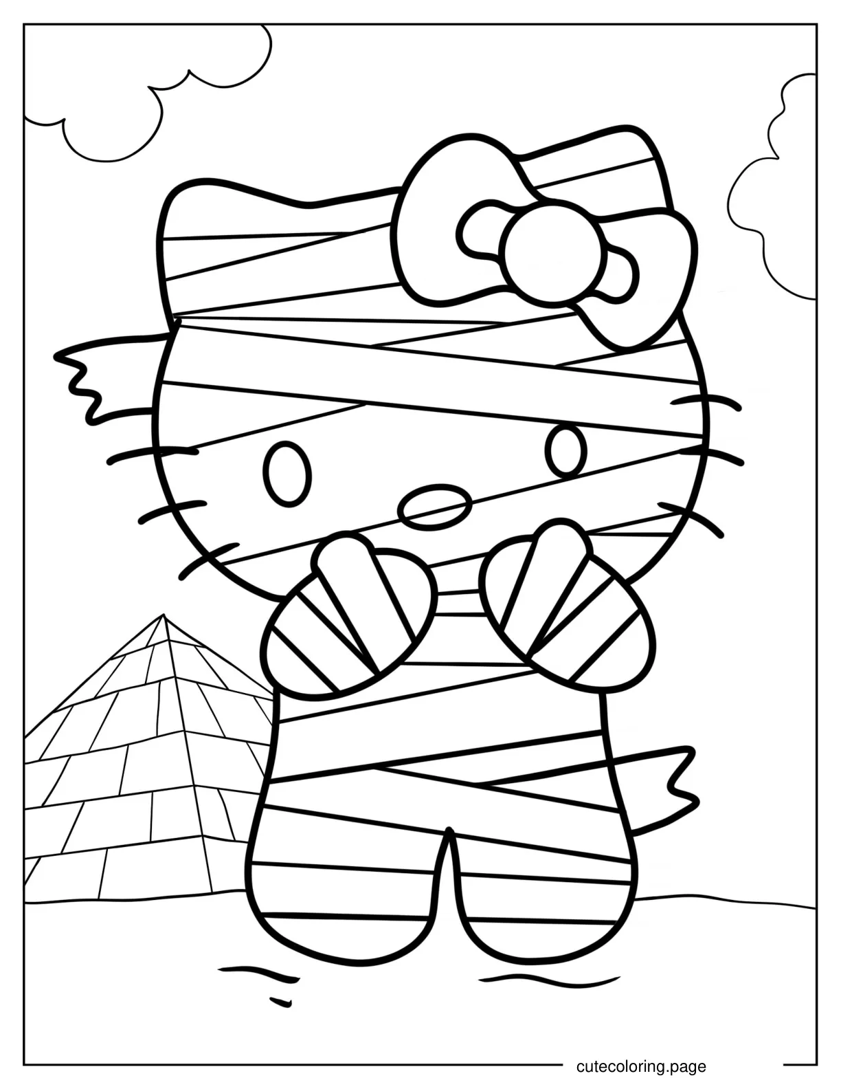 Mummy Hello Kitty Coloring In For Kids coloring page