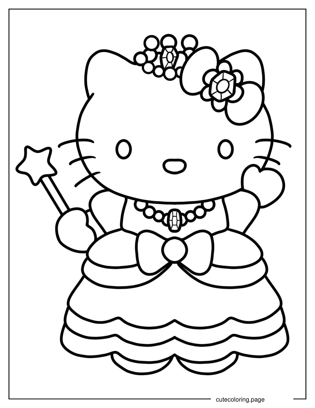 Princess Hello Kitty Coloring In For Kids coloring page