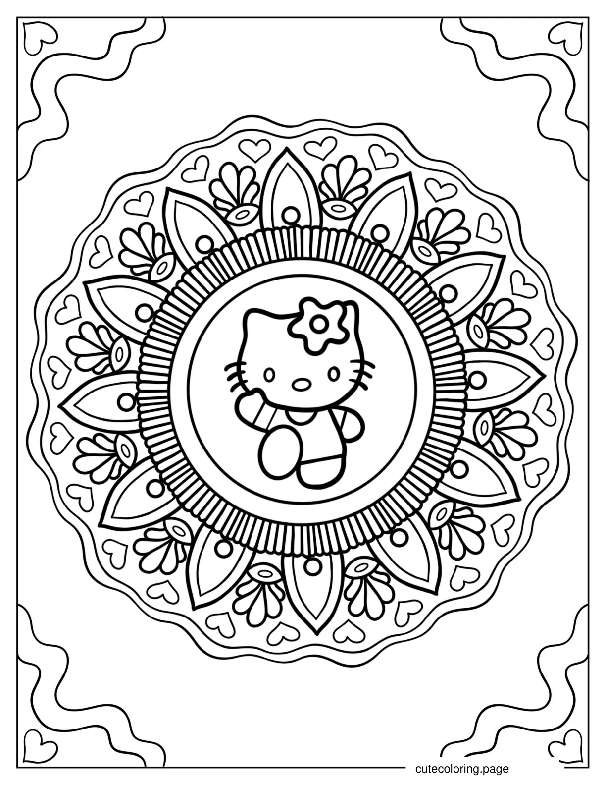 Simple Hello Kitty Mandala Coloring Page coloring page