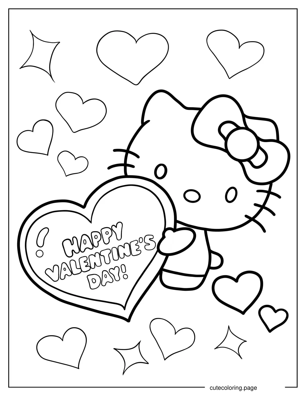 Valentine_s Day Hello Kitty Coloring Sheet coloring page